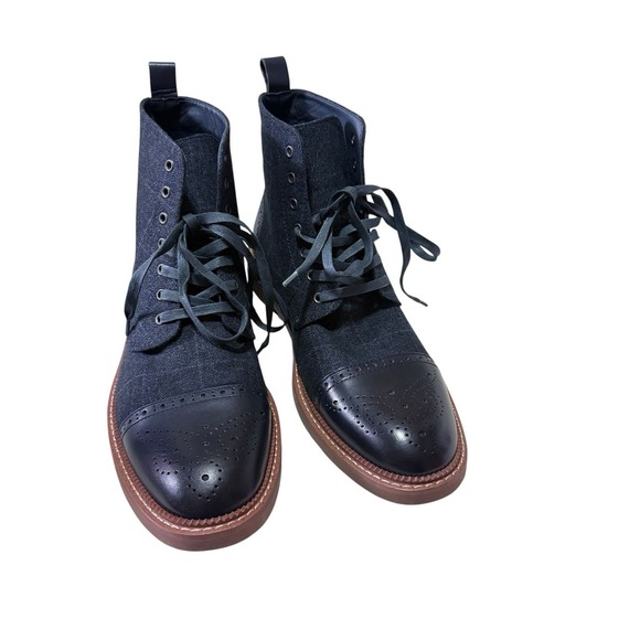 LA MILANOMen's Andrew II B521130K Leather Boots in Navy Blue Size 12 new